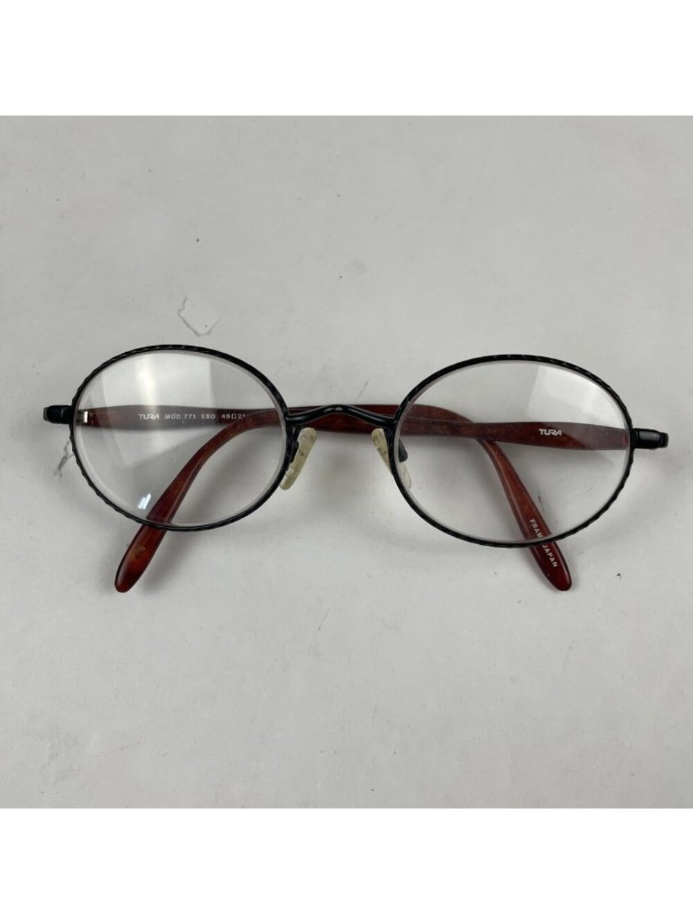 Tura MOD 771 Eyeglasses Frames Made in Japan Brown Round Textured 49-21-135